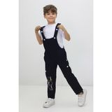 Unisex Çocuk Salopet Tulum Takım - Açık Siyah - Beyaz - 1 - 2 Yaş