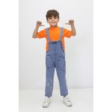 Unisex Çocuk Salopet Tulum Takım - Turuncu Mavi - 1 - 2 Yaş