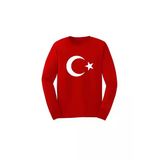 Unisex Çocuk Uzun Kollu Kırmızı Ay-Yıldızlı Tişört