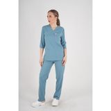 Unisex Cool Petrol Mavi Violet Model Scrubs Takım Doktor Hemşire Üniforması - XL