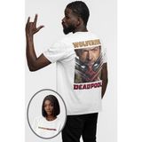 Unisex Deadpool Wolverine Sırt Yazılı Tişört, Oversize Deadpool Baskılı T-Shirt - Beyaz