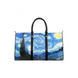 Unisex Deri Çok Renkli Seyahat Çantası - Vincent Van Gogh Starry Night Tasarım