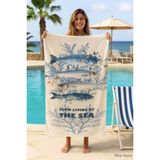Unisex Desenli Baskılı Deniz Plaj Havlusu Balık 70X140 cm - Standart - Çok Renkli