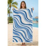 Unisex Desenli Baskılı Deniz Plaj Havlusu Dalga Desen 70X140 cm - Standart - Çok Renkli