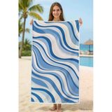 Unisex Desenli Baskılı Deniz Plaj Havlusu Dalga Desen 70x140 Cm