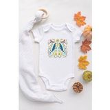 Unisex Ekru Bebek Balina Baskılı Çıtçıtlı Bodyyyy