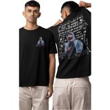 Unisex Eminem Sırt Baskılı Tişört, Oversize Rapper Temalı Bisiklet Yaka T-Shirt - Siyah - XL