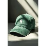 Unisex Eskitilmiş Deniz Yeşili Minimalist Nakışlı Vintage Şapka Dad Hat Kep Yeşil Tek Ebat