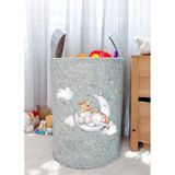Unisex Fil Zürafa Desenli Bebek Çocuk Odası Düzenleyici Saklama Kutusu Oyuncak Kirli Sepeti 50x40 Cm Gri