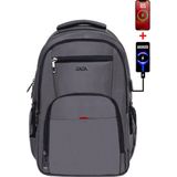 Unisex Gri Okul Sırt Çantası Orta Boy USB Type-C Laptop Bölmeli Su Geçirmez Kumaş Lise Üniversite