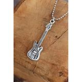 Unisex Gümüş Renk Gitar Kolye