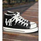 Unisex Günlük Keten Rahat Bilekli Siyah Uzun Convers Love Baskılı Sneaker Spor Ayakkabı
