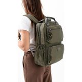 Unisex Günlük Sırt Çantası Paraşüt Kumaş Hafif Çok Cepli Yağmur Itici Kumaş 40*30 cm Okul Çantası - 40 x 30 cm - Haki