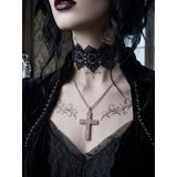 Unisex Haç Kolye Çelik Zincir Minimal Cross Necklace HC02