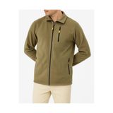 Unisex Haki Anti-pilling Tüylenme Yapmayan Standart Fit Tam Fermuarlı Soğuk Geçirmez Polar Hırka Polar-1