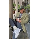Unisex Haki Renk Beyaz Logo Beyzbol Ny New York Şapka - Unisex Haki