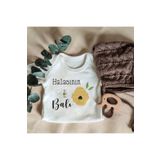 Unisex Halasının Balı Yazılı Kısa Kol Organik Bebek Body Zıbın, 6 Ay