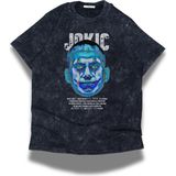 Unisex Jokic Yazılı Yıkamalı T-Shirt, Oversize Basketçi Nikola Jokic Temalı Retro Tişört - Siyah - XS