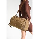 Unisex Kabin Boy Çapraz Askılı Omuz Çantası Seyehat Spor Çantası Hafif Klinkır Kumaş 40*25 cm - Taba