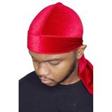 Unisex Kadife Durag Bandana, Uzun Kuyruklu,Saç Bandı (Kırmızı)