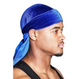 Unisex Kadife Durag Bandana, Uzun Kuyruklu,Saç Bandı (Mavi)