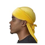 Unisex Kadife Durag Bandana, Uzun Kuyruklu,Saç Bandı (Sarı)