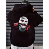 Unisex Kadın Erkek Kapüşonlu Kanguru Cepli Oversize Sweatshirt Hoodie Smile - 001-Siyah