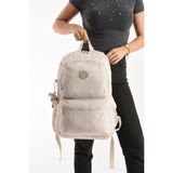 Unisex Kadın Sırt Çantası Gümlük Kullanıma Uygun Büyük Boy Seyahat Çantası 43*30 cm Okul Çantası - 43 x 30 cm - Krem