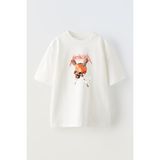 Unisex Kafasına Civili Sopa Giren Kurukafa Tasarım Baskılı Pamuk Beyaz Oversize T-Shirt
