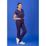 Unisex Kalıp Mor Likralı Hemşire / Doktor Forması Scrubs (Takım) - XS