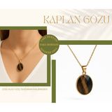 Unisex Kaplan Gözü Kolye Doğal Taş Paslanmaz Zincirli Enerji Taşı Hediye Seçeneği - Çok Renkli - Standart