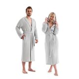Unisex Kapşonlu 4 Kat Müslin Bornoz (Gri, L/XL)