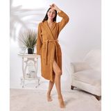 Unisex Kapşonlu Organik Pamuk Waffle Bornoz - 2XL - Renkli