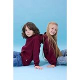 Unisex Kapüşonlu Kanguru Cepli Şardonlu Kışlık Sweatshirt - Bordo - 8 Yaş