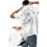 Unisex Karma Is A Cat Sırt Baskılı Tişört, Oversize Taylor Swift Temalı Bisiklet Yaka T-Shirt - Beyaz