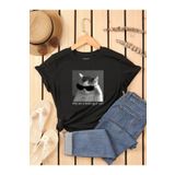 Unisex Kedi Gözlük Baskılı Oversize T-shirt