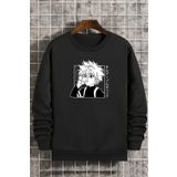 Unisex Killua Zoldyck Baskılı Bisiklet Yaka Sweatshirt