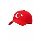 Unisex Kırmızı Ay Yıldız Nakışlı Şapka Ayarlanabilir Kep Okul Bayram Etkinlik Aksesuarı