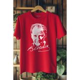Unisex Kırmızı Tişört Mustafa Kemal Atatürk 23 Nisan 19 Mayıs Baskılı T-Shirt Regular Fit - Siyah