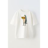 Unisex Köpekbalıgı Kostumu Giymis Kurbaga Tasarım Baskılı Pamuk Beyaz Oversize T-Shirt - XL