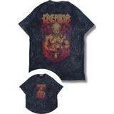 Unisex Kreator Sırt Baskılı Yıkamalı T-Shirt, Oversize Rock Band Temalı Retro Tişört - Siyah
