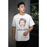 Unisex Kurt Cobain Yazılı Tişört, Oversize Rock Band Nirvana Temalı Bisiklet Yaka T-Shirt - Beyaz - 2XL