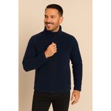 Unisex Lacivert Anti-Pilling Tüylenme Yapmayan Standart Fit Tam Fermuarlı Soğuk Geçirmez Polar Hırka - 2XL