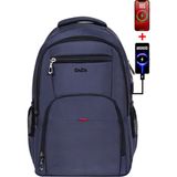 Unisex Lacivert Okul Sırt Çantası Orta Boy USB Type-C Laptop Bölmeli Su Geçirmez Kumaş Lise Üniversite