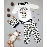 Unisex Mai Perla Bebek Inek 3'lü Zıbın Takımı 6 - 9 Ay Renkli Desen ile Eğlenceli Tasarım
