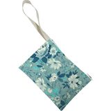 Unisex Mavi Çiçekler Desenli Portföy Clutch Çanta - 20x14cm - Çok Renkli