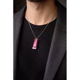 Unisex Metal Mızıka Kolye 60 Cm Zincir Pembe Renk Müzik Temalı Aksesuar