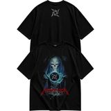 Unisex Metallica Ense Baskılı Tişört, Oversize Rock Band Temalı Bisiklet Yaka T-Shirt - Siyah - 4XL