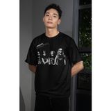 Unisex Metallica Grup Resimli Baskılı Tişört, Oversize Rock Band Temalı Bisiklet Yaka T-Shirt - Siyah - XL