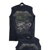 Unisex Metallica Seek And Destroy Sırt Baskılı Yıkamalı Kolsuz Vintage Tişört - XS - Siyah